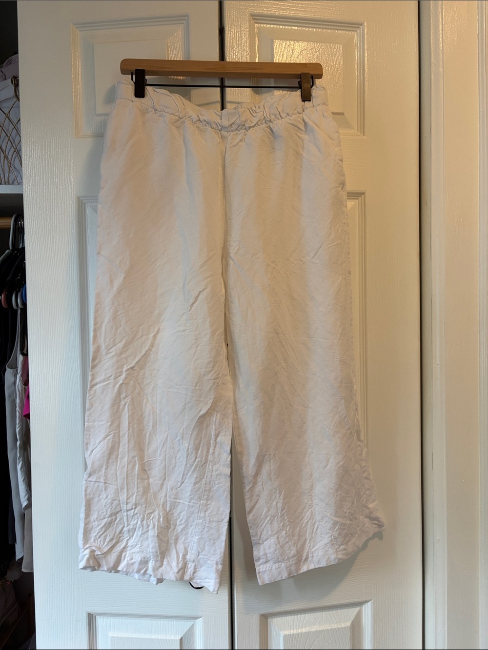 H&M Lightweight White Linen Wide-Leg Pants